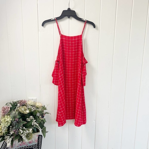 Lulu's Style Points Red Grid Print Swing Dress - Picture 5 of 11